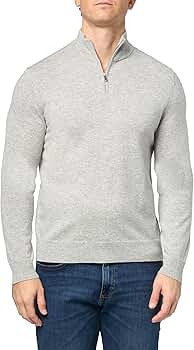 Theory Men's Hilles Quarterzip Cashmere, Pale Grey Melange
